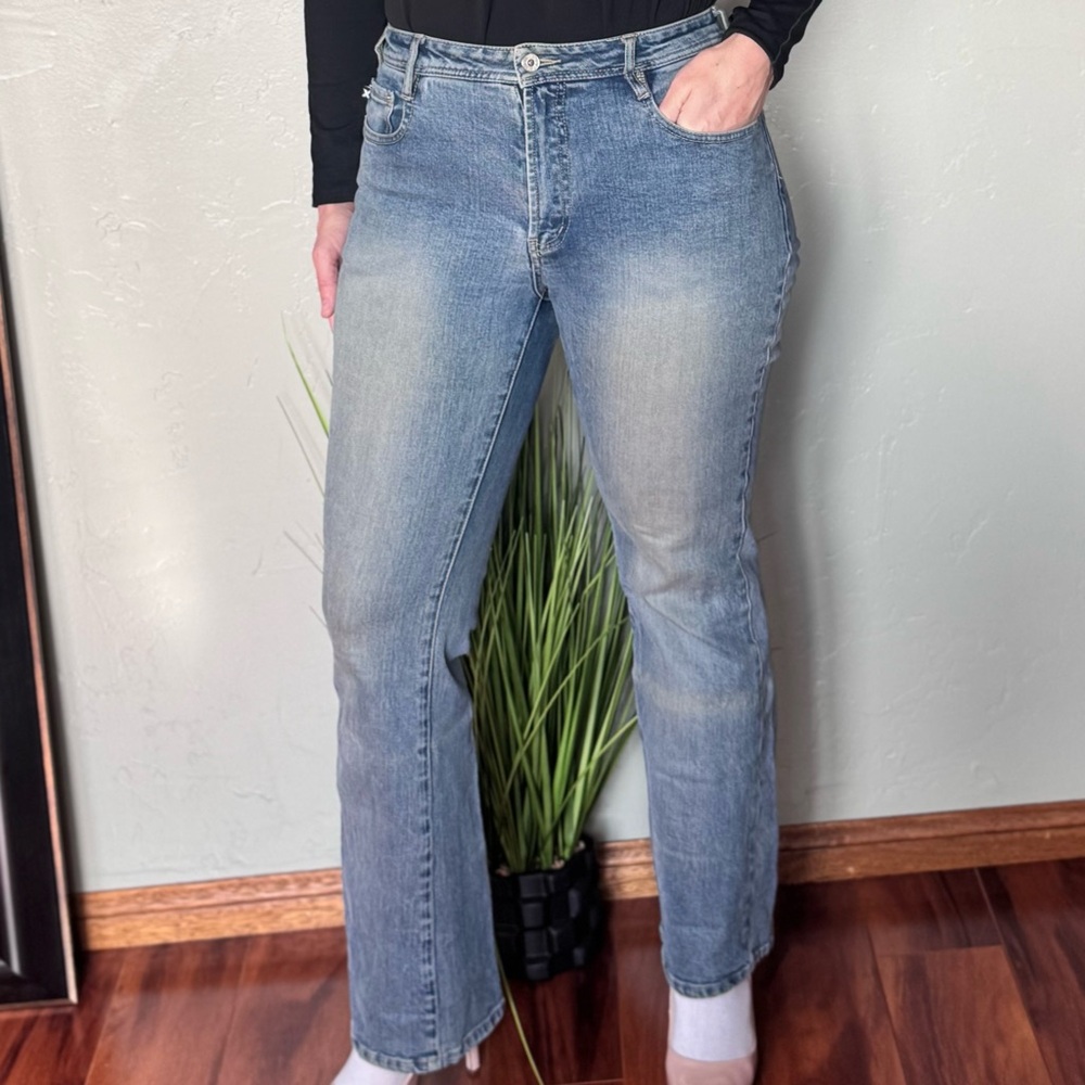 Express Light Blue Stretch Fit & Flare Jeans